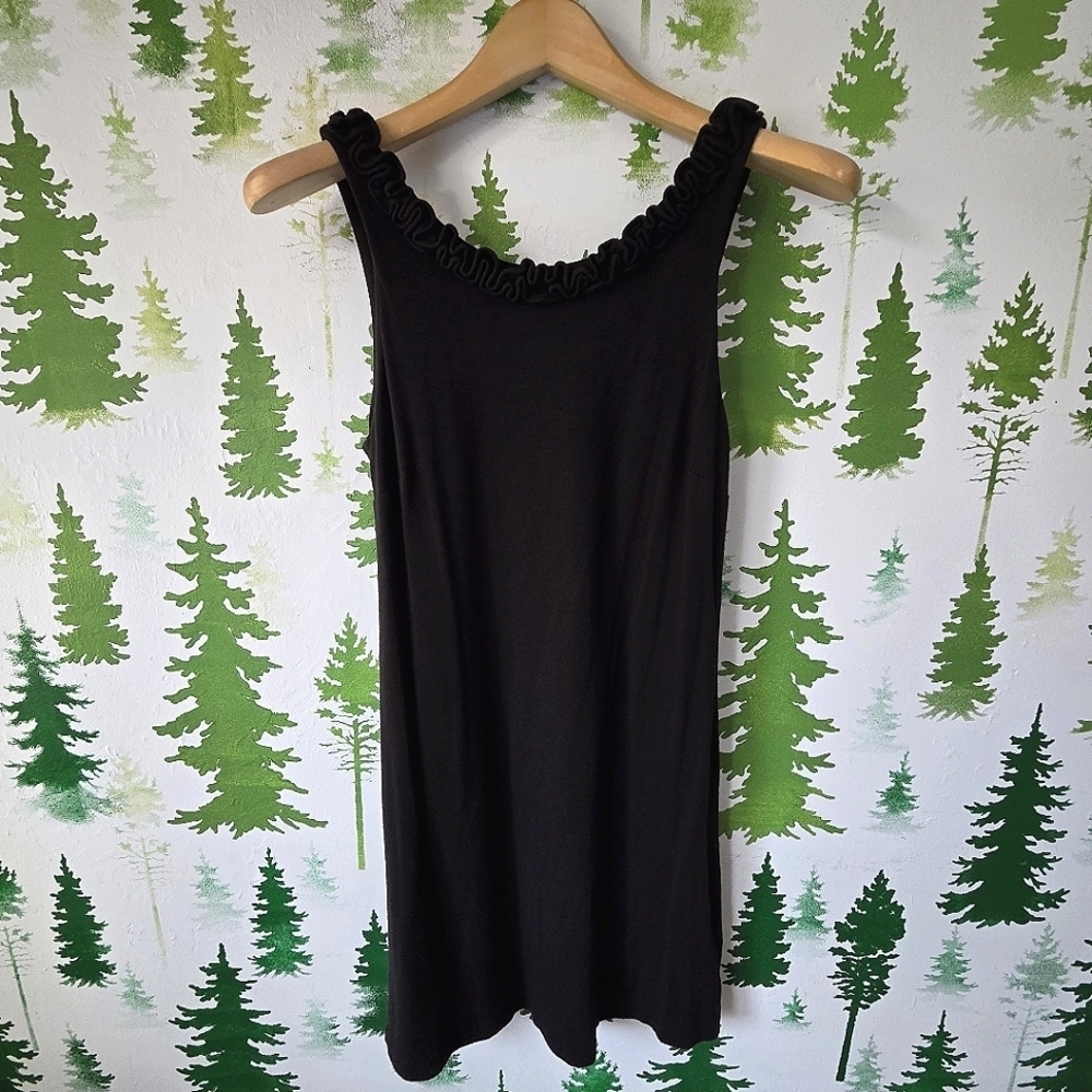 J. Crew Black Ruffle Scoop Neck Sleeveless Dress